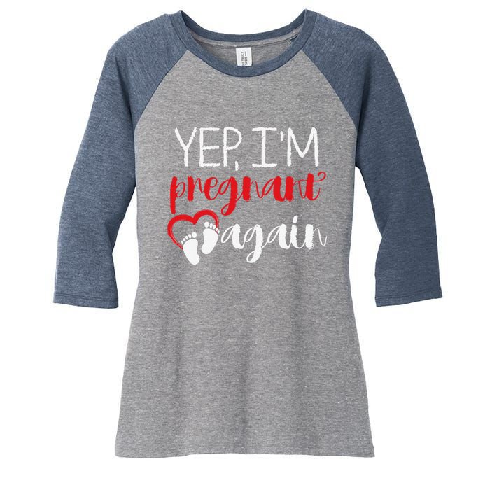 Pregnant Again Future Mother Maternity Newborn Women's Tri-Blend 3/4-Sleeve Raglan Shirt