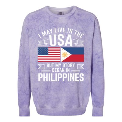 Philippines American Flag Usa Filipino Roots Present Colorblast Crewneck Sweatshirt