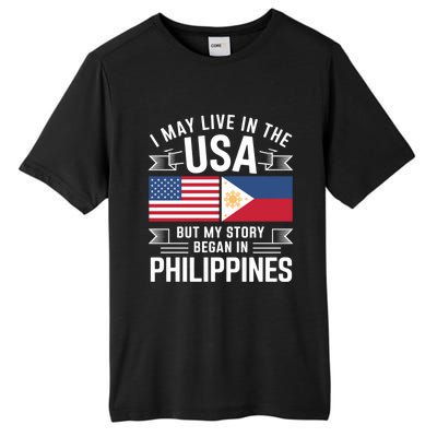 Philippines American Flag Usa Filipino Roots Present Tall Fusion ChromaSoft Performance T-Shirt