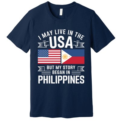 Philippines American Flag Usa Filipino Roots Present Premium T-Shirt