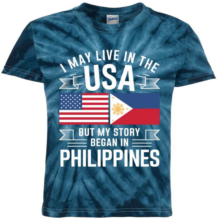 Philippines American Flag Usa Filipino Roots Present Kids Tie-Dye T-Shirt