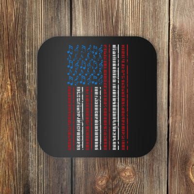 Piano American Flag 4th Of July Men Women Pianist USA Vintage Coaster