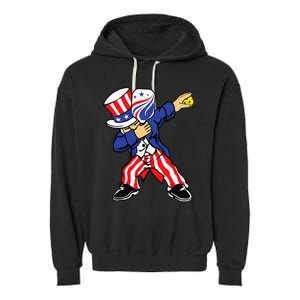 Pickleball American Flag 4th of July Uncle Sam Dabbing Garment-Dyed Fleece Hoodie