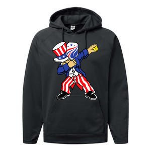 Pickleball American Flag 4th of July Uncle Sam Dabbing Performance Fleece Hoodie