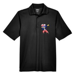 Pickleball American Flag 4th of July Uncle Sam Dabbing Men's Origin Performance Pique Polo