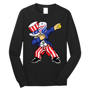 Pickleball American Flag 4th of July Uncle Sam Dabbing Long Sleeve Shirt