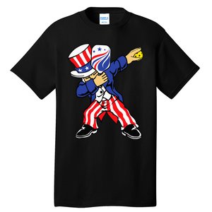 Pickleball American Flag 4th of July Uncle Sam Dabbing Tall T-Shirt