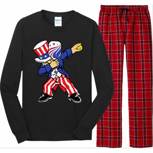 Pickleball American Flag 4th of July Uncle Sam Dabbing Long Sleeve Pajama Set