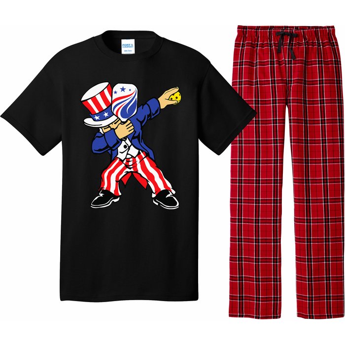 Pickleball American Flag 4th of July Uncle Sam Dabbing Pajama Set