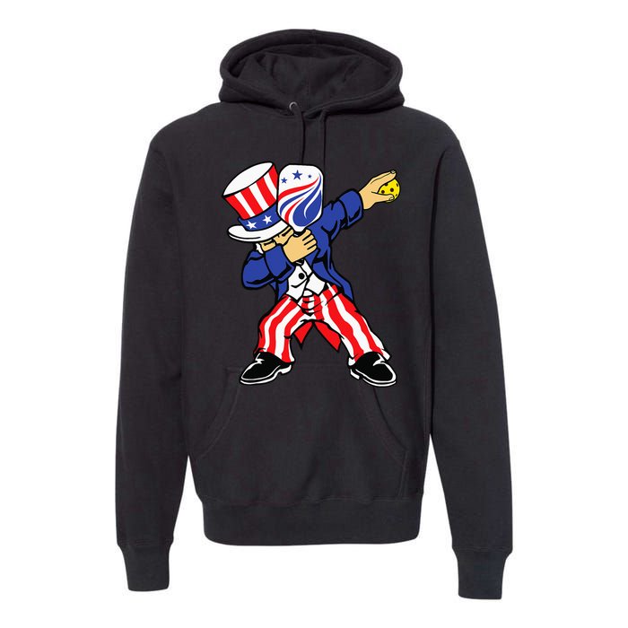 Pickleball American Flag 4th of July Uncle Sam Dabbing Premium Hoodie