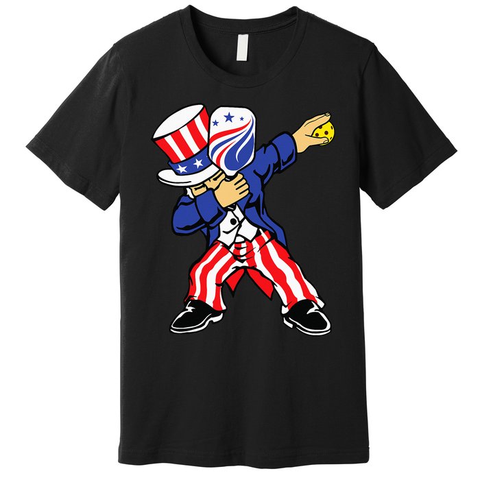 Pickleball American Flag 4th of July Uncle Sam Dabbing Premium T-Shirt