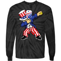 Pickleball American Flag 4th of July Uncle Sam Dabbing Tie-Dye Long Sleeve Shirt