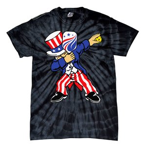 Pickleball American Flag 4th of July Uncle Sam Dabbing Tie-Dye T-Shirt