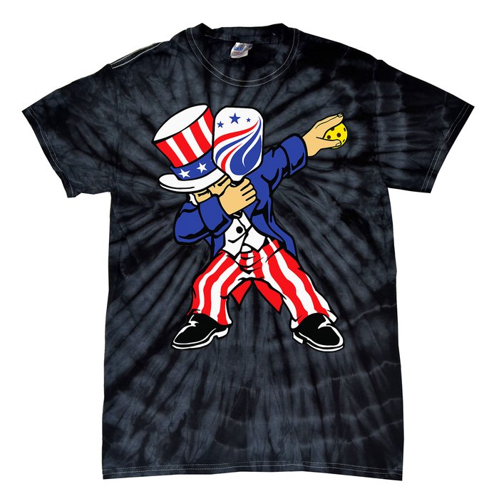 Pickleball American Flag 4th of July Uncle Sam Dabbing Tie-Dye T-Shirt