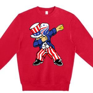 Pickleball American Flag 4th of July Uncle Sam Dabbing Premium Crewneck Sweatshirt