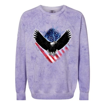 Patriotic American Flag Bald Eagle Colorblast Crewneck Sweatshirt