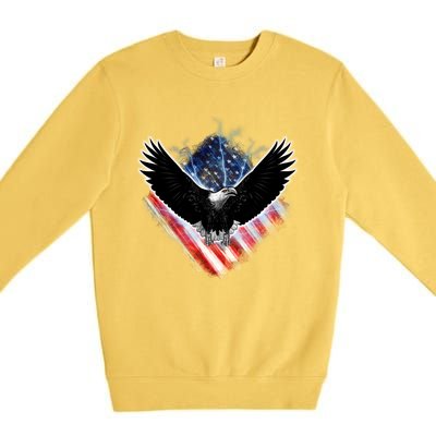 Patriotic American Flag Bald Eagle Premium Crewneck Sweatshirt