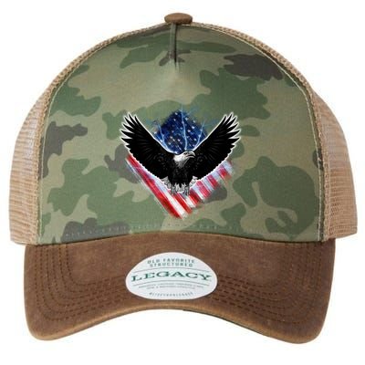Patriotic American Flag Bald Eagle Legacy Tie Dye Trucker Hat