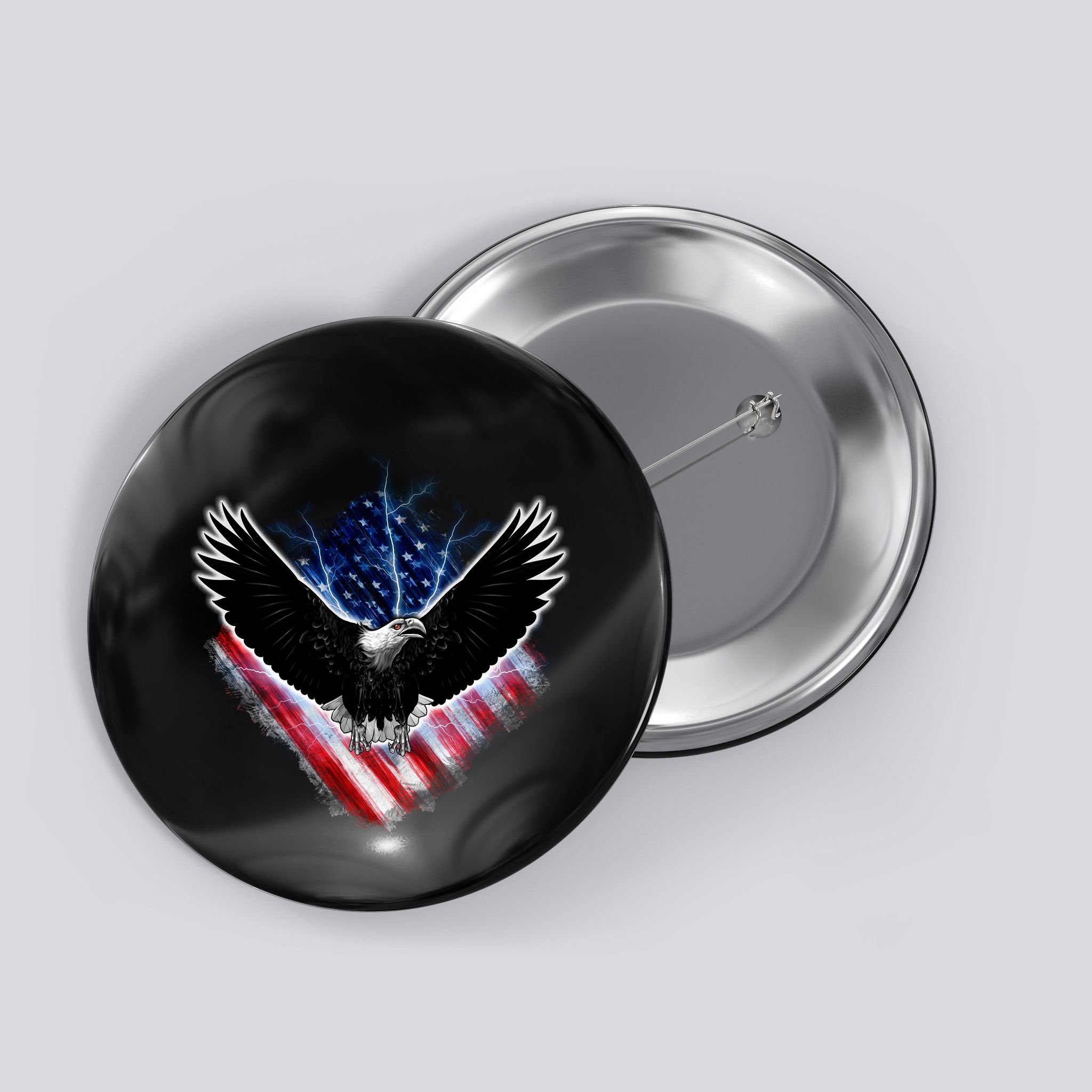Patriotic American Flag Bald Eagle Button