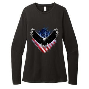 Patriotic American Flag Bald Eagle Womens CVC Long Sleeve Shirt