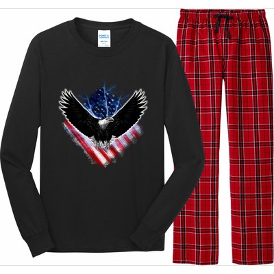 Patriotic American Flag Bald Eagle Long Sleeve Pajama Set