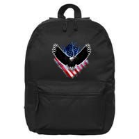 Patriotic American Flag Bald Eagle 16 in Basic Backpack