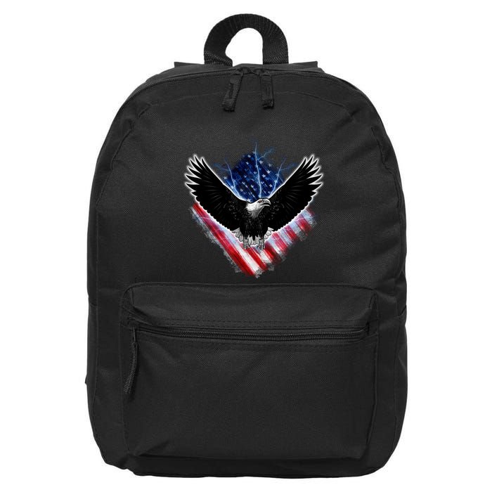Patriotic American Flag Bald Eagle 16 in Basic Backpack