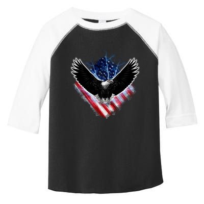 Patriotic American Flag Bald Eagle Toddler Fine Jersey T-Shirt