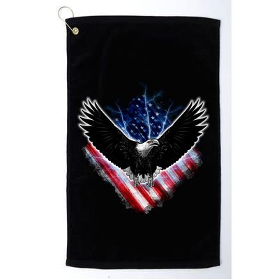Patriotic American Flag Bald Eagle Golf Towel
