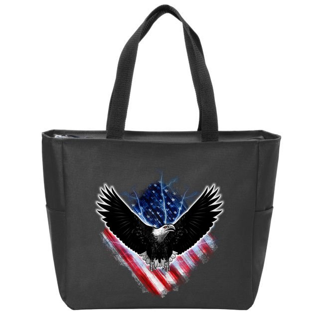 Patriotic American Flag Bald Eagle Zip Tote Bag