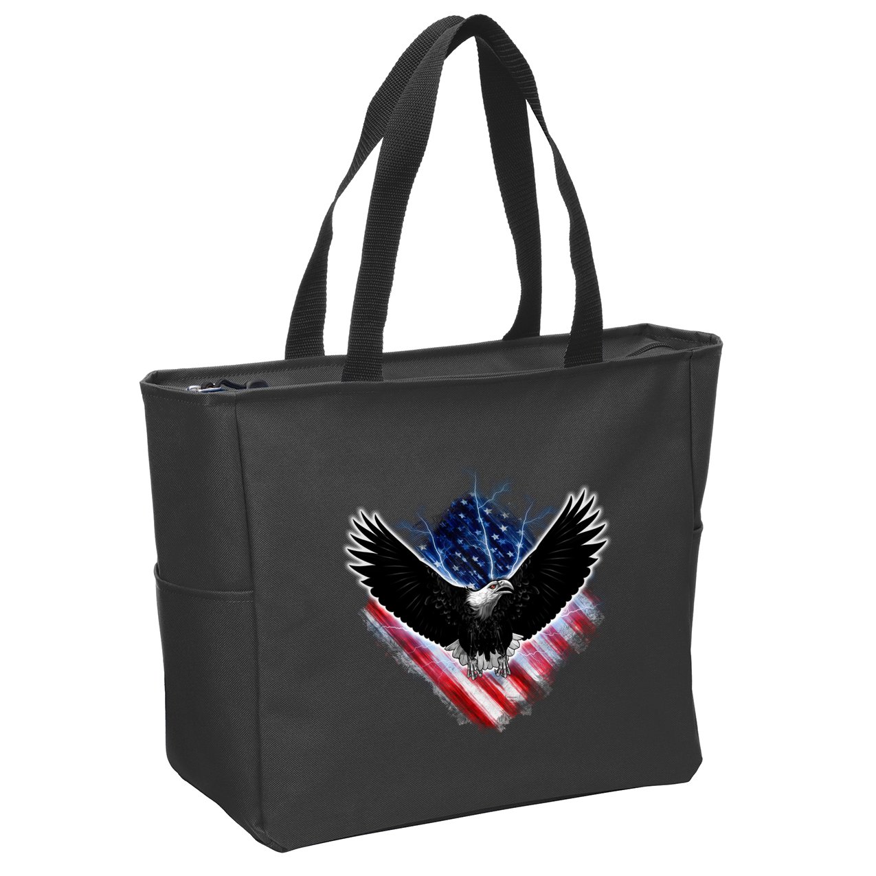Patriotic American Flag Bald Eagle Zip Tote Bag