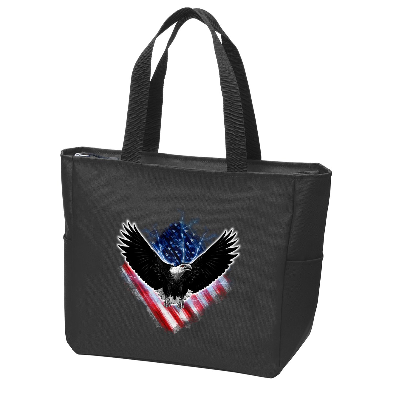 Patriotic American Flag Bald Eagle Zip Tote Bag