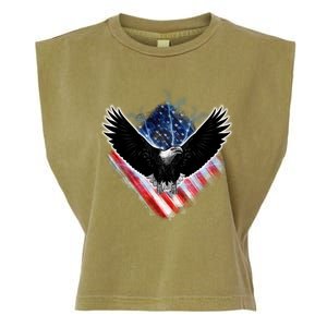 Patriotic American Flag Bald Eagle Garment-Dyed Women's Muscle Tee