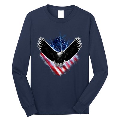 Patriotic American Flag Bald Eagle Long Sleeve Shirt