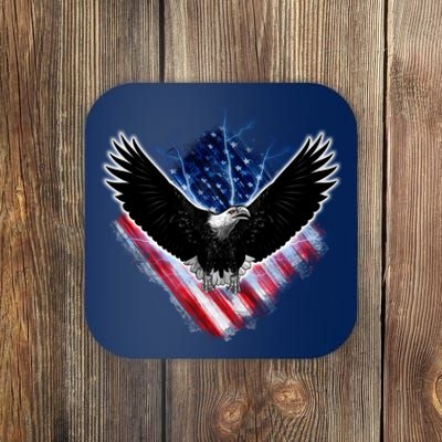 Patriotic American Flag Bald Eagle Coaster