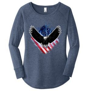 Patriotic American Flag Bald Eagle Women's Perfect Tri Tunic Long Sleeve Shirt