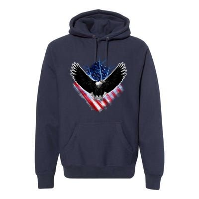 Patriotic American Flag Bald Eagle Premium Hoodie