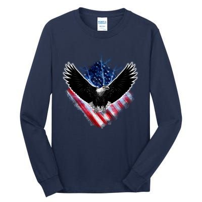 Patriotic American Flag Bald Eagle Tall Long Sleeve T-Shirt