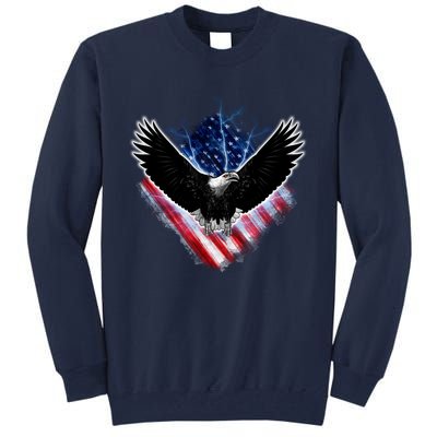 Patriotic American Flag Bald Eagle Tall Sweatshirt