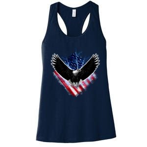 Patriotic American Flag Bald Eagle Women's Racerback Tank