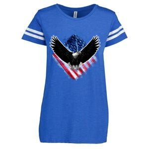 Patriotic American Flag Bald Eagle Enza Ladies Jersey Football T-Shirt