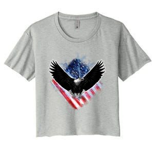 Patriotic American Flag Bald Eagle Women's Crop Top Tee