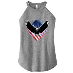 Patriotic American Flag Bald Eagle Women's Perfect Tri Rocker Tank