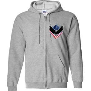 Patriotic American Flag Bald Eagle Full Zip Hoodie