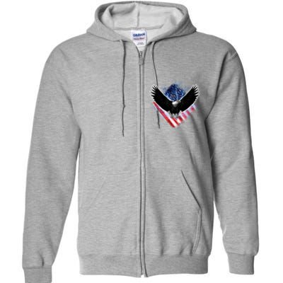 Patriotic American Flag Bald Eagle Full Zip Hoodie