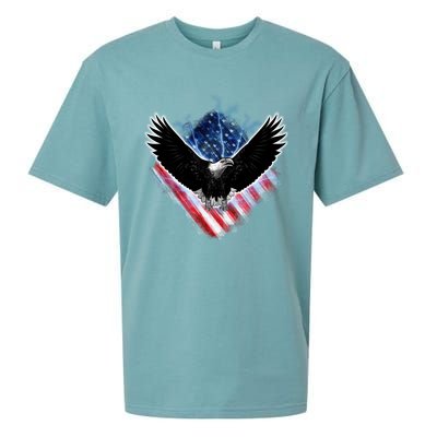 Patriotic American Flag Bald Eagle Sueded Cloud Jersey T-Shirt