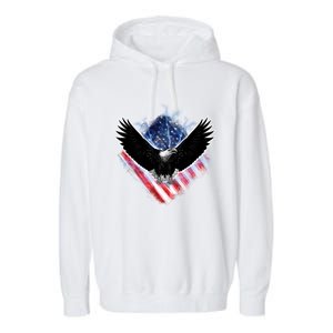 Patriotic American Flag Bald Eagle Garment-Dyed Fleece Hoodie