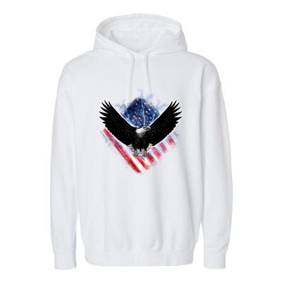 Patriotic American Flag Bald Eagle Garment-Dyed Fleece Hoodie