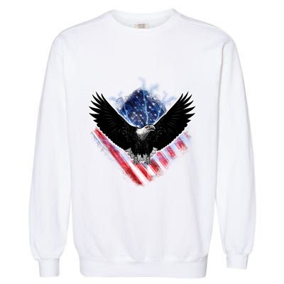 Patriotic American Flag Bald Eagle Garment-Dyed Sweatshirt