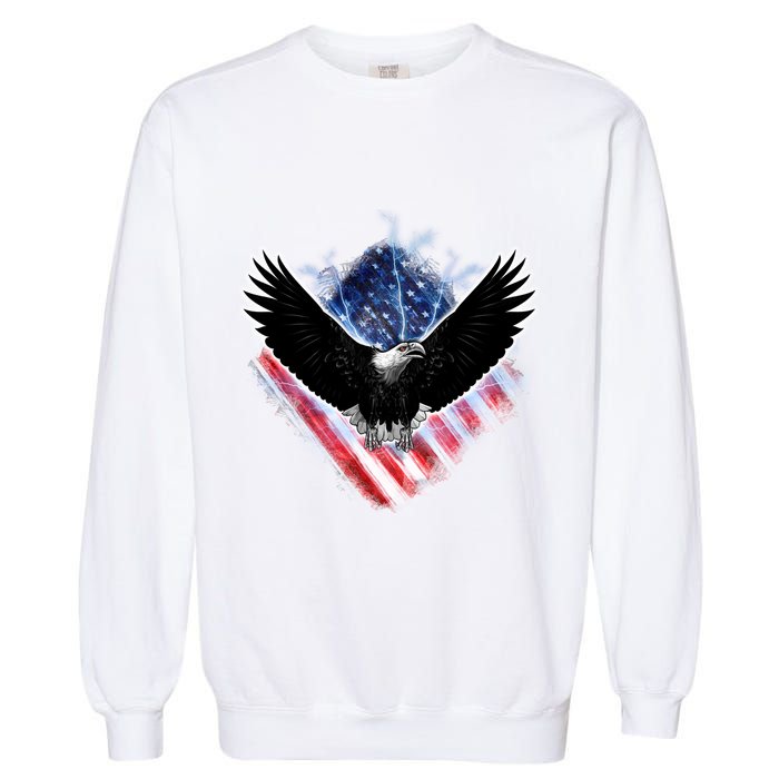 Patriotic American Flag Bald Eagle Garment-Dyed Sweatshirt